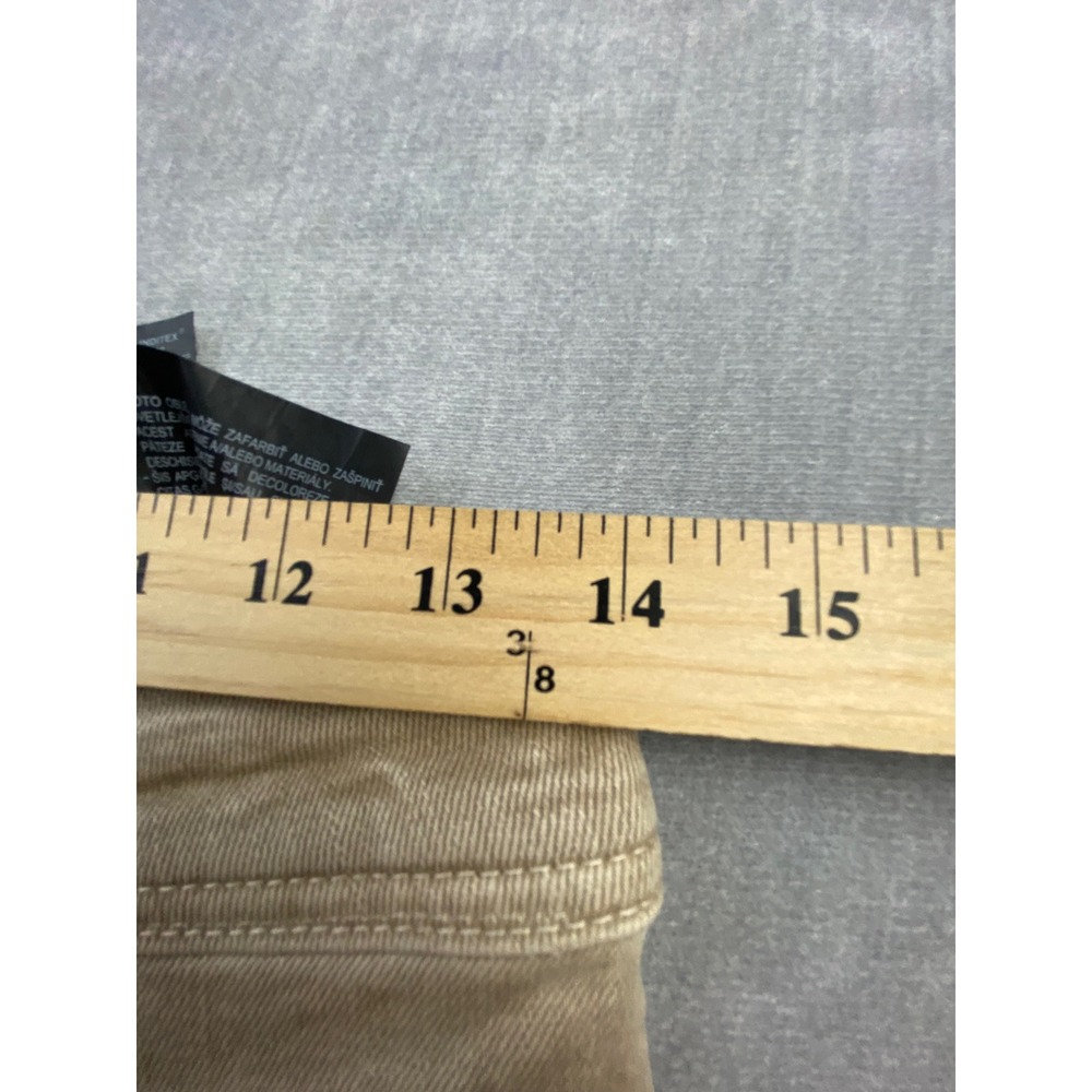 Zara Womens High Waisted Wide Leg Jeans Tan Khaki Raw Hem Size 8 EUR 40 - Picture 3 of 5